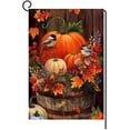 thumbnail image 3 of HEJULIK Fall Thanksgiving Pumpkin Small Garden Flag 12x18 Inch Vertical Double Sided Autumn Watercolor Bird Burlap Yard Outdoor Decor, 3 of 7