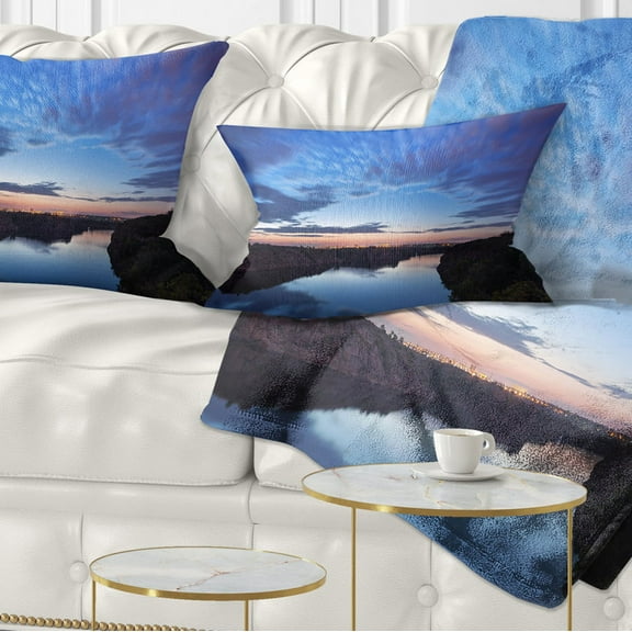 Designart Clouds Reflection in River - Landscape Photography Throw Pillow - 12x20