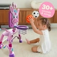 thumbnail image 3 of Move2Play, Giraffe Basketball Hoop & Soccer Goal Activity Center | 30+ Sounds & Songs + 5 Lights | 1 2 3 Year Old Birthday Gift for Boys and Girls | Toy for Baby & Toddlers (Pink), 3 of 6