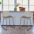 thumbnail image 2 of AmeriHome Set of Two 24-inch Classic Stone Faux Leather Finish Full Back Counter Height Chairs, 2 of 6