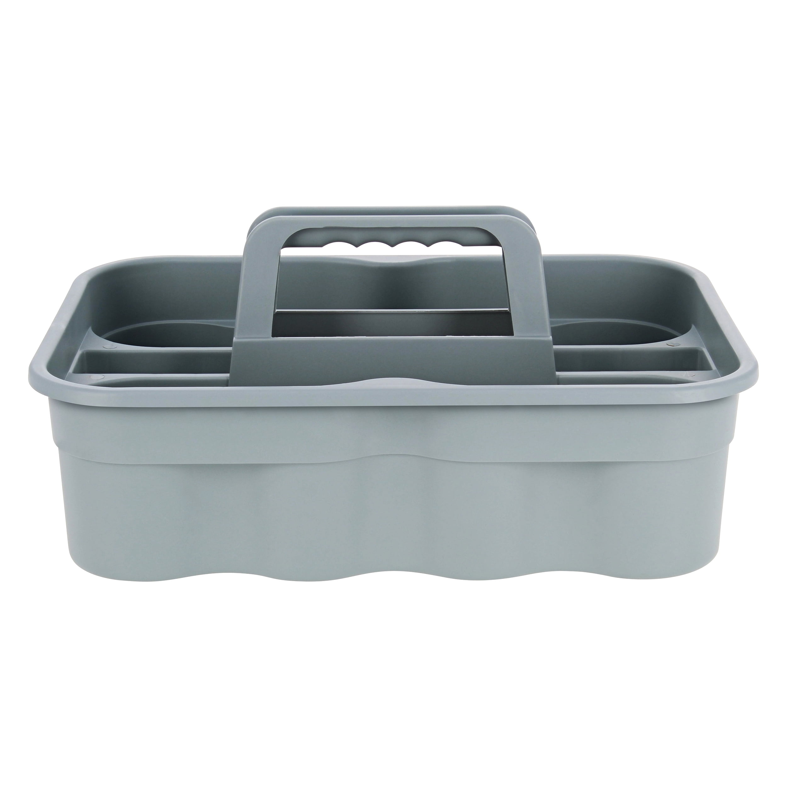 RW Clean Black Plastic Cleaning Caddy - 2 Compartments, with Handle - 15 1/4 inch x 13 1/4 inch x 6 3/4 inch - 1 Count Box