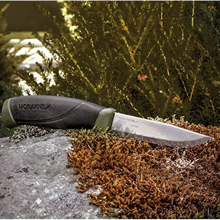  Morakniv Carbon Steel Fixed-Blade Bushcraft Survival Knife  with Sheath and Fire Starter, 4.3 Inch & Companion Fixed Blade Outdoor  Knife with Sandvik Stainless Steel Blade : Sports & Outdoors
