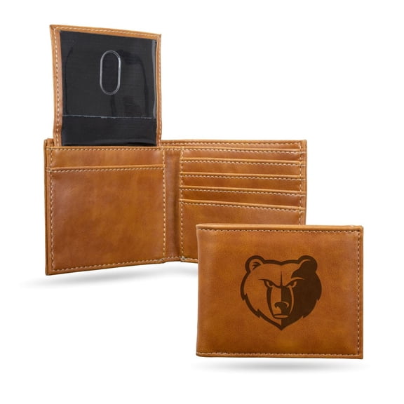 Memphis Basketball Grizzlies Brown Bilfold Wallet with clear ID display