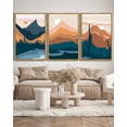 thumbnail image 6 of SHENIFY large 24x36in3pcs Natural Framed Set Watercolor Mountain Range Boho Landscape Wall Art Forest Nature Wilderness Farmhouse Rustic Modern Art Decorative for Living Room Bedroom, 6 of 6