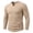 Khaki-02, variant on Men's Slim Fit Ribbed Long Sleeve T-Shirt - Split V-Neck Basic Tee, Stretchy Casual Tee for Fall Layering