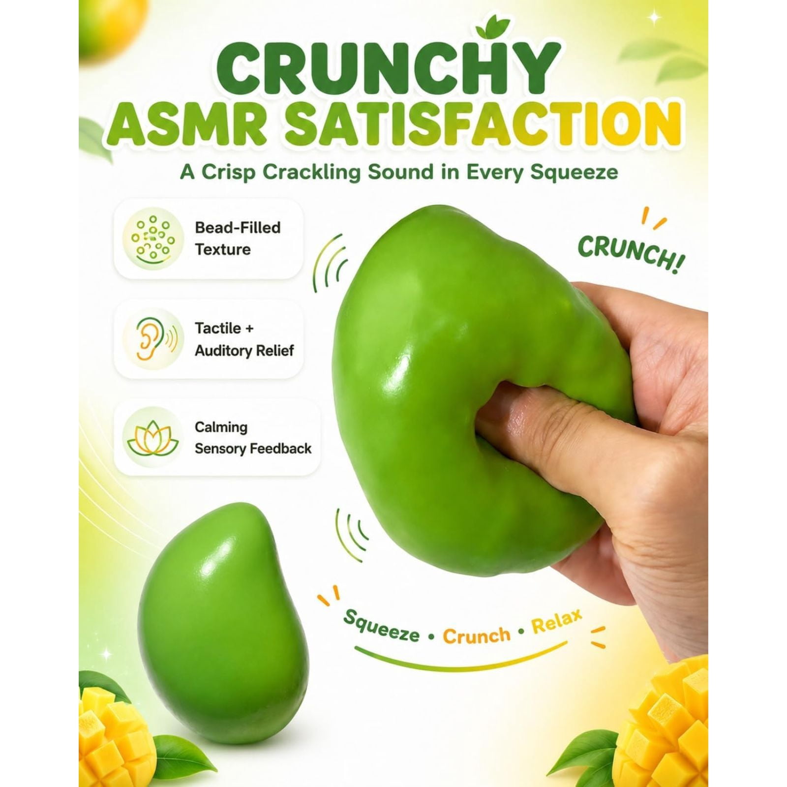 Crunchy Squishy Mango Squishy Smushers Realistic Fruit Non Rebound