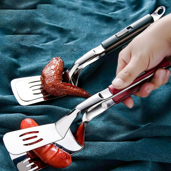 Sliding Buckle Steak Clip Stainless Steel Clamp Bread Meat BBQ Tongs Kitchen