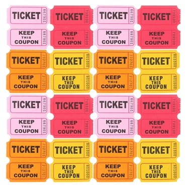 Raffle Auction Tickets - Double Row Roll, 1,000 Numbered, Perforated, 4 ...