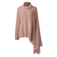thumbnail image 2 of Prendas de Punto para Fiesta Gibobby de cuello para mujer manga larga de murciélago dobladillo asimétrico suéter informal tops de Punto rosa S, 2 of 5