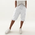thumbnail image 2 of Vamuko Womens Cargo Shorts Drawstring Baggy Bermuda Shorts 2026 Summer Knee Length Casual Capris Plus Size Wide Leg Short with Pockets White L, 2 of 8