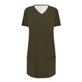thumbnail image 5 of Plus Size Shirts Plus Size Short Sleeve Printed Pocket V Neck Casual Shirts Tee Plus Size Casual Tops Army Green M, 5 of 5