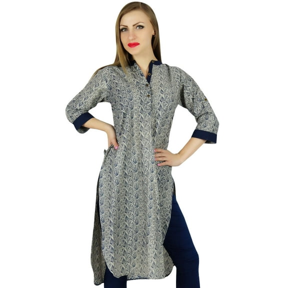 Bimba Women Kurta Kurti 3/4 Sleeve Formal Casual Cotton Tunic Indian Blouse