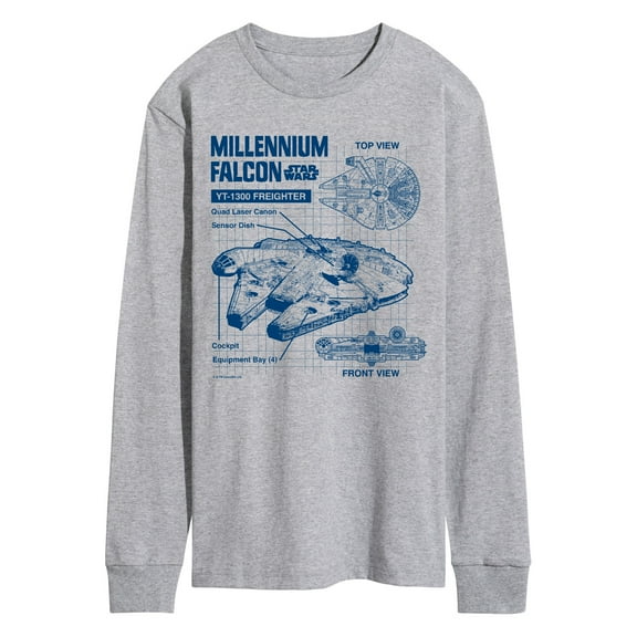 Star Wars - Millennium Falcon Schematic - Men's Long Sleeve Tee