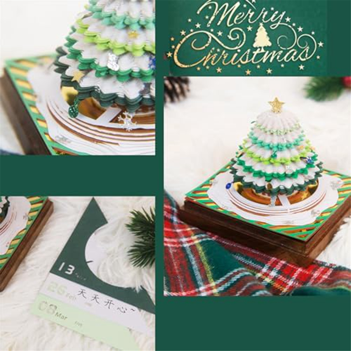 3D Paper Sculpture Art Notepad, Christmas 3D Calendar Note Paper Note Art Pad, Tear-Off Calendar Sculpture