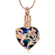 Hummingbird Urn Necklace for Ashes for Women Heart Cremation Jewelry Memory Keepsake Pendant for Loss Loved Ones
