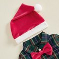 thumbnail image 6 of Cjfdfy Newborn Baby Boy Christmas Fall Outfit Plaid Bow Long Sleeve Romper Overalls Pants And Santa Hat Infant Cute My 1St Christmas Fall Winter Clothes 0-18M, 6 of 9