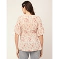 thumbnail image 2 of Moomaya Women Printed Summer Tunic Top V Neck Button Down Flutter Elbow Sleeves Flared Top, 2 of 8