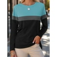 thumbnail image 6 of Weardear Women's Color Block Long Sleeve Tunics Tops Casual Crew Neck Shirts Loose Fit Blouses, 6 of 7