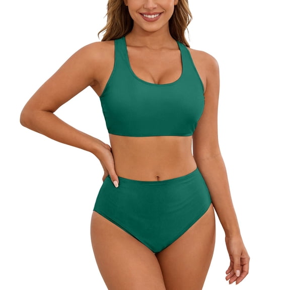 Womens Tankini Swimsuit Two Piece Strapless Top with Skirt Retro Style Bathing Suit Tummy Control Swimwear for Beach Vacation Pool