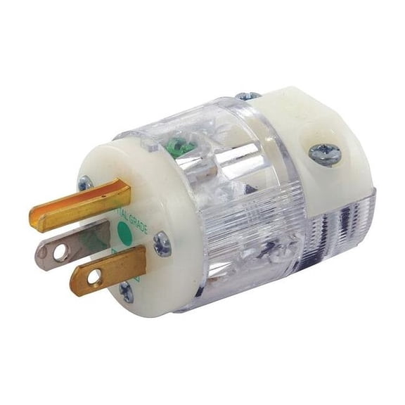 Hubbell Wiring Device-Kellems Straight Blade Plug,Clr,15 A,Stnd,5-15P HBL8215CT