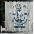 thumbnail image 4 of Ambesonne Nautical Shower Curtain, Anchor Skull Sea, 69"Wx70"L, Beige Navy Blue, 4 of 5