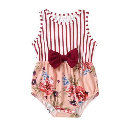 

Youmylove Mommy And Me Stripe Splice Floral Printed Matching Outfits Sleeveless Bow Tank Dress Family Matching Parent-Child Dress Lovely Clothes
