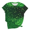 thumbnail image 6 of Xdegoge St Patrick's Day Tops Women Leprechaun Hat Clover Allover Print T-Shirt Short Sleeve Crewneck Tee Funny Irish Festival Shirt Summer Casual Holiday, 6 of 6