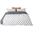 thumbnail image 2 of Juego de cama de algodón conciso con estampado de puntos negros, funda de edredón y funda de almohada (tamaño King), 2 of 8
