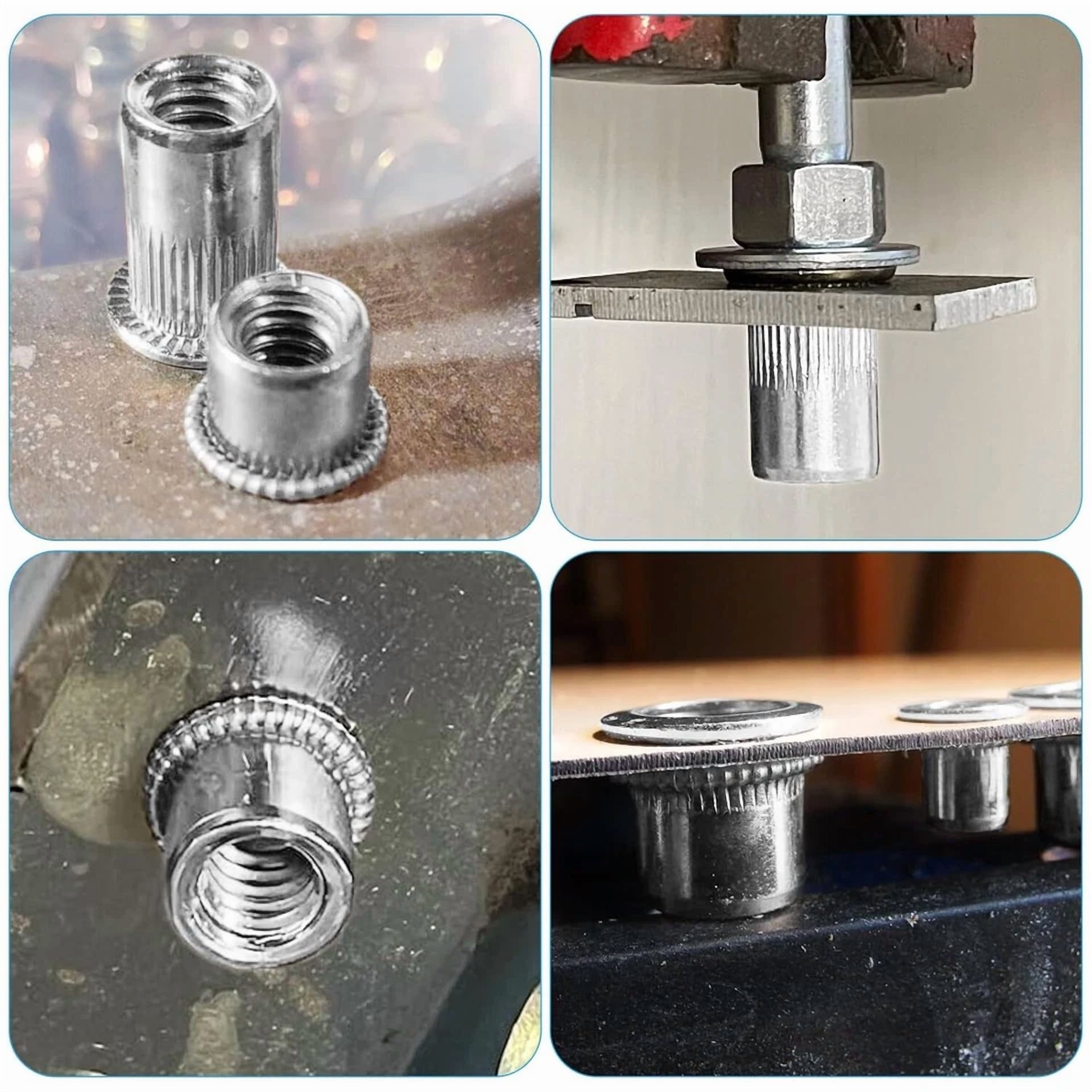 CIRCLE- 30 Pcs 3/8"-16 Rivet Nut, 304 Stainless Steel Flat Head Rivnut Threaded Insert