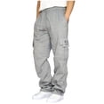 thumbnail image 2 of Nestiefly Mens Cargo Baggy Sweatpants With Pockets 2026 Trendy Causal Drawstring Waist Joggers Workout Active Sweat Pants Light Gray M, 2 of 4