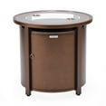 thumbnail image 2 of LeisureMod Walbrooke Mid-Century Modern Outdoor Patio Round Tank Holder Table with Tempered Glass Top and Powder Coated Aluminum Base for Patio and Backyard Garden (Brown), 2 of 8