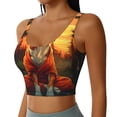thumbnail image 2 of Salouo Sunset Meditating Dog Print Sports Bras for Women,Womens Round Neck Sports Bra Workout Crop Tank Tops Padded with Built in Shelf Yoga Bra-Small, 2 of 8