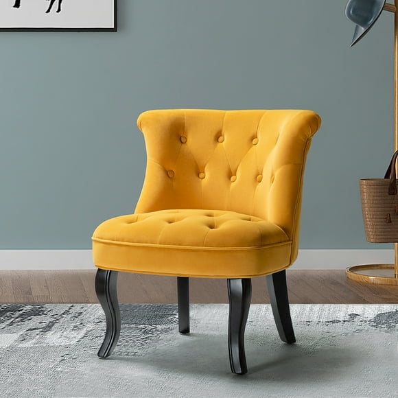 14 Karat Home Jane Upholstered Tufted Accent Chair in Mustard
