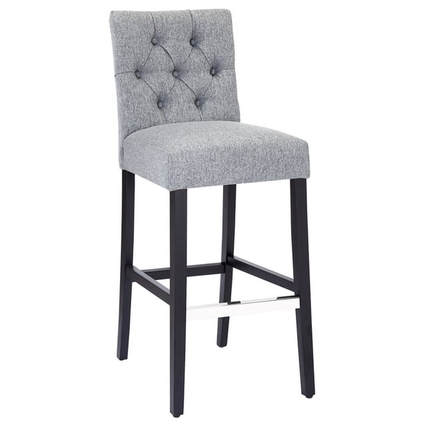 Jameson 29" Linen Fabric Tufted Upholstered Counter Stool/Black