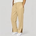 thumbnail image 2 of Duqingm Girls Sweatpants, Running Casual Sports Elastic Drawstring Waist Straight Leg Pants with Pockets (Khaki,15-16 Years), 2 of 7