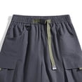 thumbnail image 4 of TEAJOPSUU Men's Beach Shorts Summer Solid Color Quick Dry Breathable Elastic Waist Drawstring with Multi-Pocket F-Gray, 4 of 5