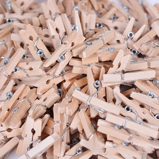 100-Pack Wooden Clothespins - Mini Wood Craft Clips for DIY Photo Display, Yellow 1x0.16 Inch