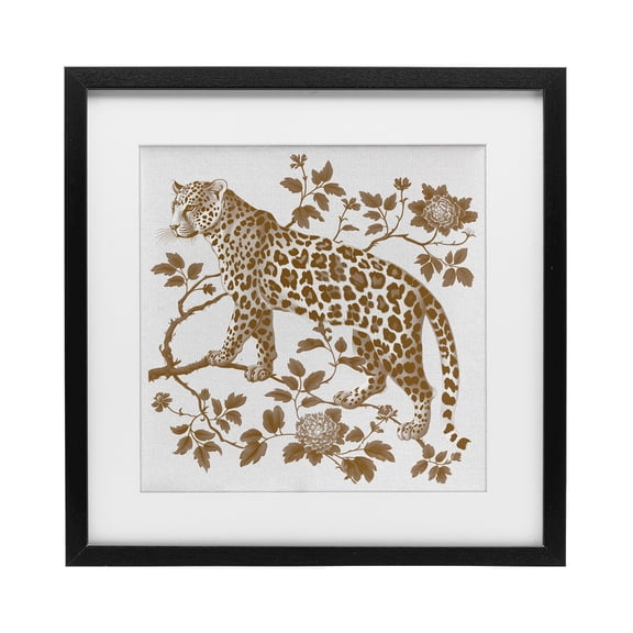 Earthy Details Vintage Leopard Black Framed Print Under Glass, design by Lettered and Lined