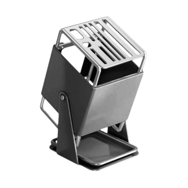 Soporte universal para bloque de cuchillos con bandeja de drenaje, utensilio de cocina de acero inoxidable Gris