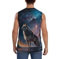 thumbnail image 4 of Fotbe Night Sky Wolf Men's Camiseta sin Mangas Estampada para Hombres, Playera Casual para Gimnasio, Entrenamiento, Playa-Large, 4 of 7