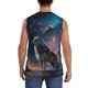 thumbnail image 4 of Fotbe Night Sky Wolf Men's Camiseta sin Mangas Estampada para Hombres, Playera Casual para Gimnasio, Entrenamiento, Playa-Small, 4 of 7