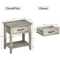 thumbnail image 3 of Amyove Square Nightstand, Bedside Table End Table for Bedroom Nursery Living Room, End Table with Storage Drawer, Easy Assembly, 2pcs-Grey, 3 of 8