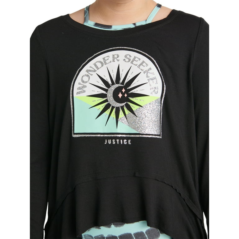 Justice Girls Collection X Long Sleeve 2-Fer Swing T-Shirt Justice Girls Collection X Long Sleeve 2-Fer Swing T-Shirt