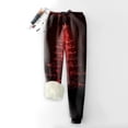 thumbnail image 2 of Christmas Red Sweatpants with Festive Ornament Print, Fleece Lined, Drawstring Waist, Unisex Holiday Lounge Pants, 2 of 4