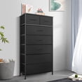 thumbnail image 2 of Tall Dresser with 7 Drawers for Bedroom, 5+2 Vertical Storage Organizer Tower, Chest of Drawers with Fabric Bins, Steel Frame, Handle, Wood Top for Home Living Room, Closet, Entryway - Black, 2 of 9
