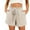 Khaki, variant on ZVNAΖH Womens Shorts Drawstring with Pockets 100% Polyester Shorts Elastic Waist Casual Summer Shorts