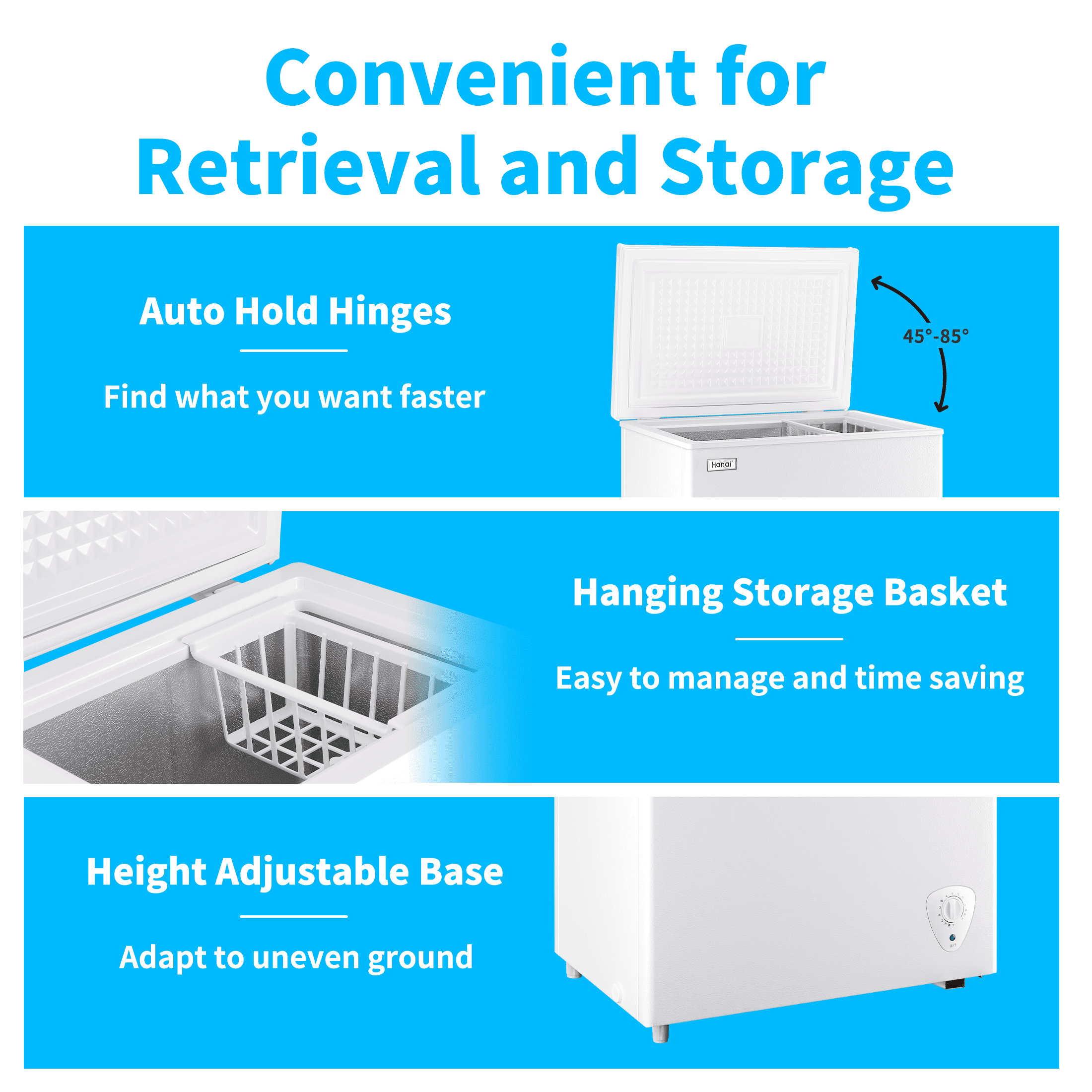 WANAI 3.5 Cu.ft,Chest Freezer,Deep Freezer,Removable Storage Basket Freezer,White