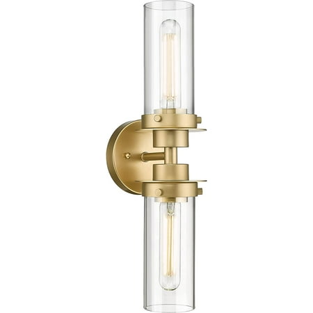 

WANGLight Fixtures Over Mirror Gold Vanity Lights in Clear Glass Indoor Wall Sconce Modern Cylinder Wall Light Up and Down Wall Mount Lamp Bathroom Bedroom Hallway VL082-GD-2