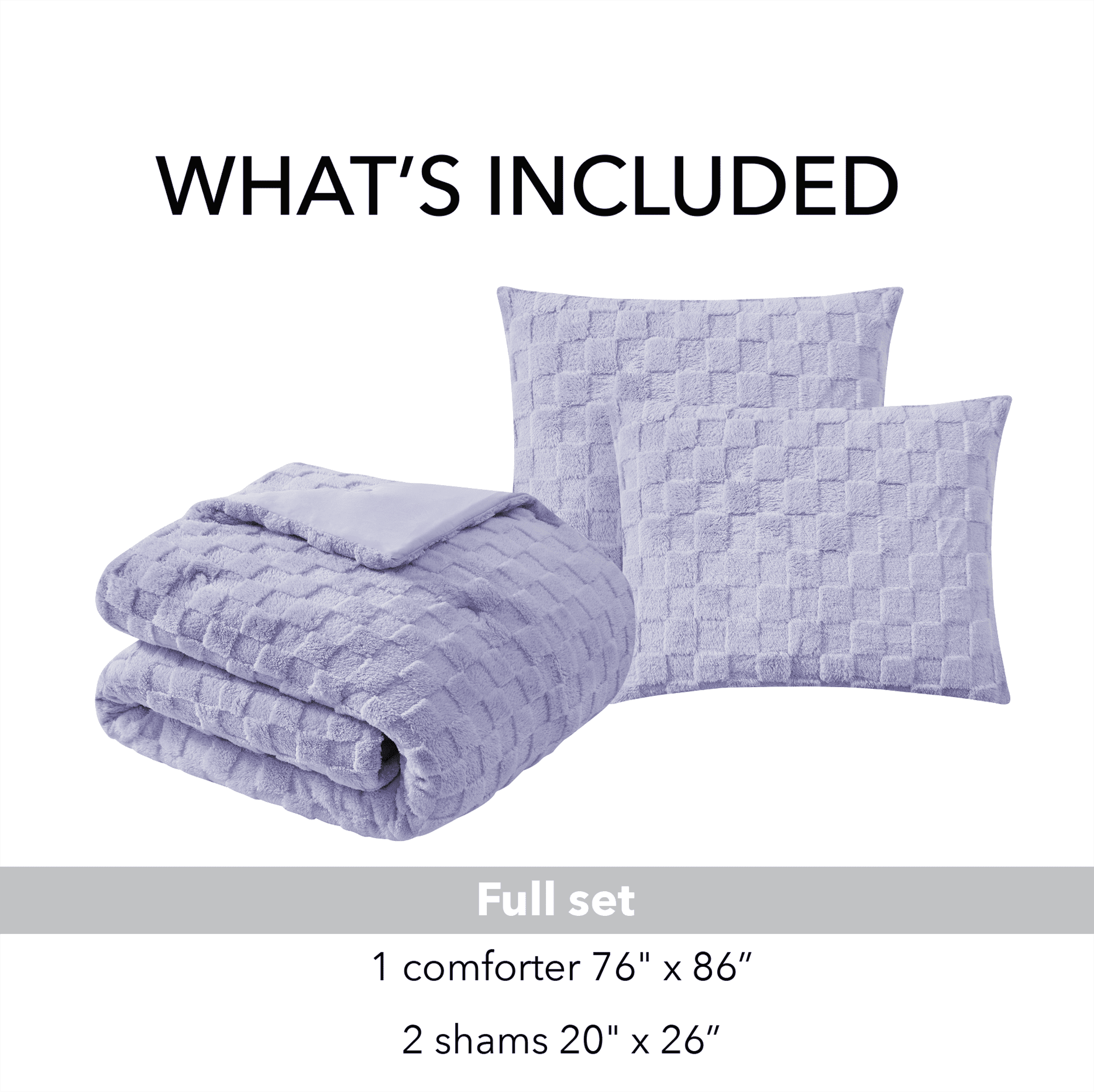 Your Zone 3-Piece Purple Embossed Checkerboard Comforter Set Twin/Full, Unisex, Kids