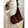 thumbnail image 3 of Luxtrada Tote Bags for Women Work Bags Suede Slouchy Bag Hobo Handbag Office Tote Handbag (Coffee), 3 of 9